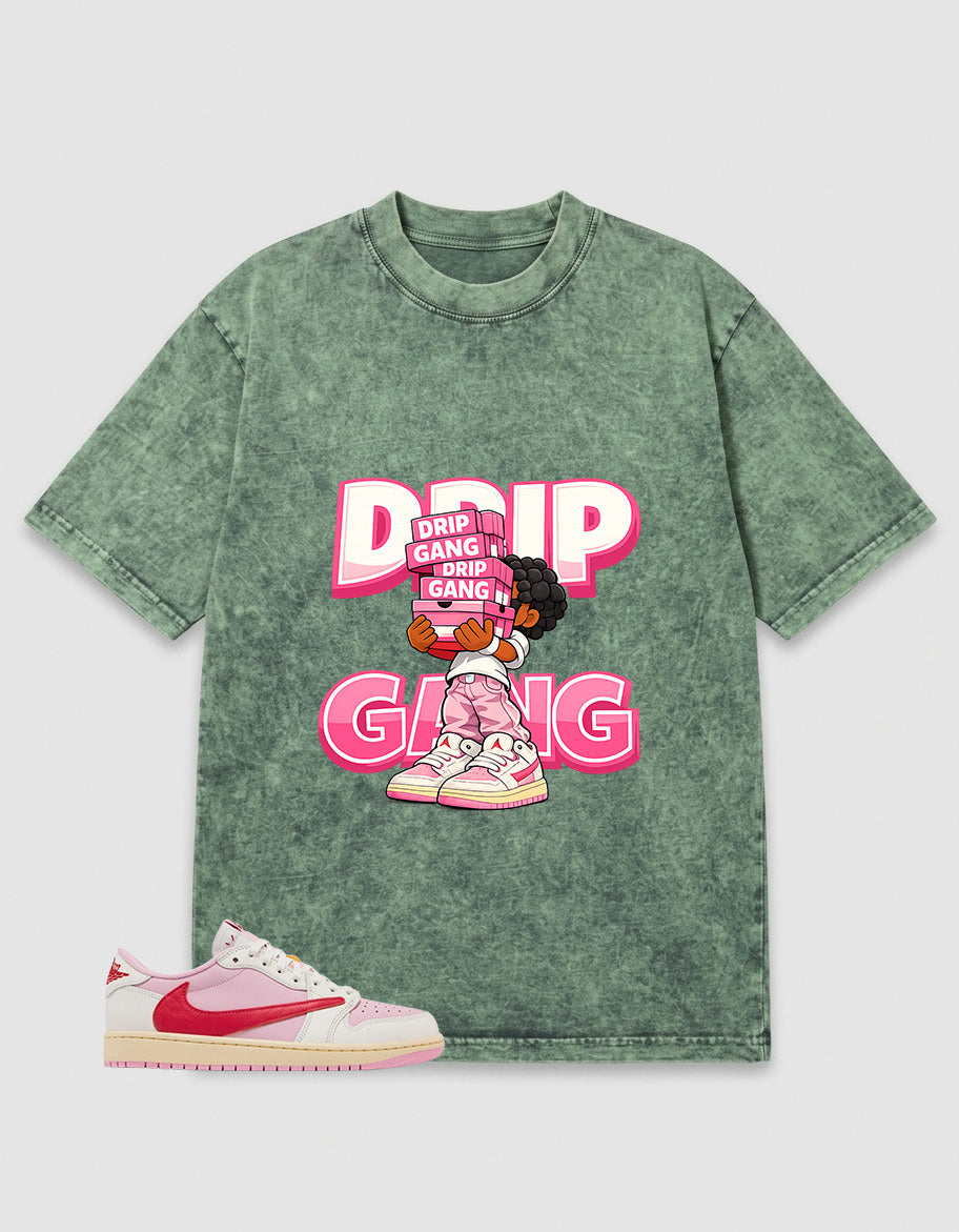 Sail Tropical Pink Travis Scott 1s Zadago Washed T-shirt Drip Gang Graphic