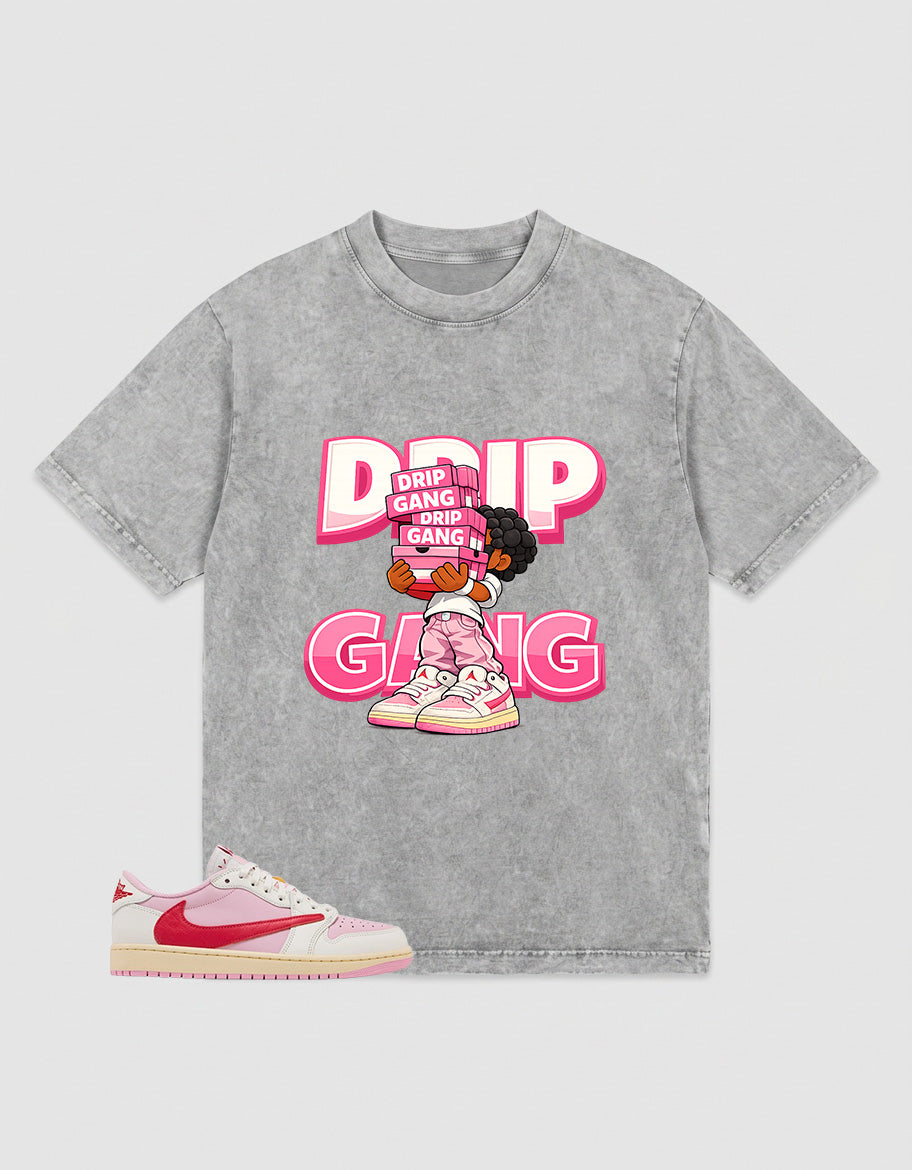 Sail Tropical Pink Travis Scott 1s Zadago Washed T-shirt Drip Gang Graphic