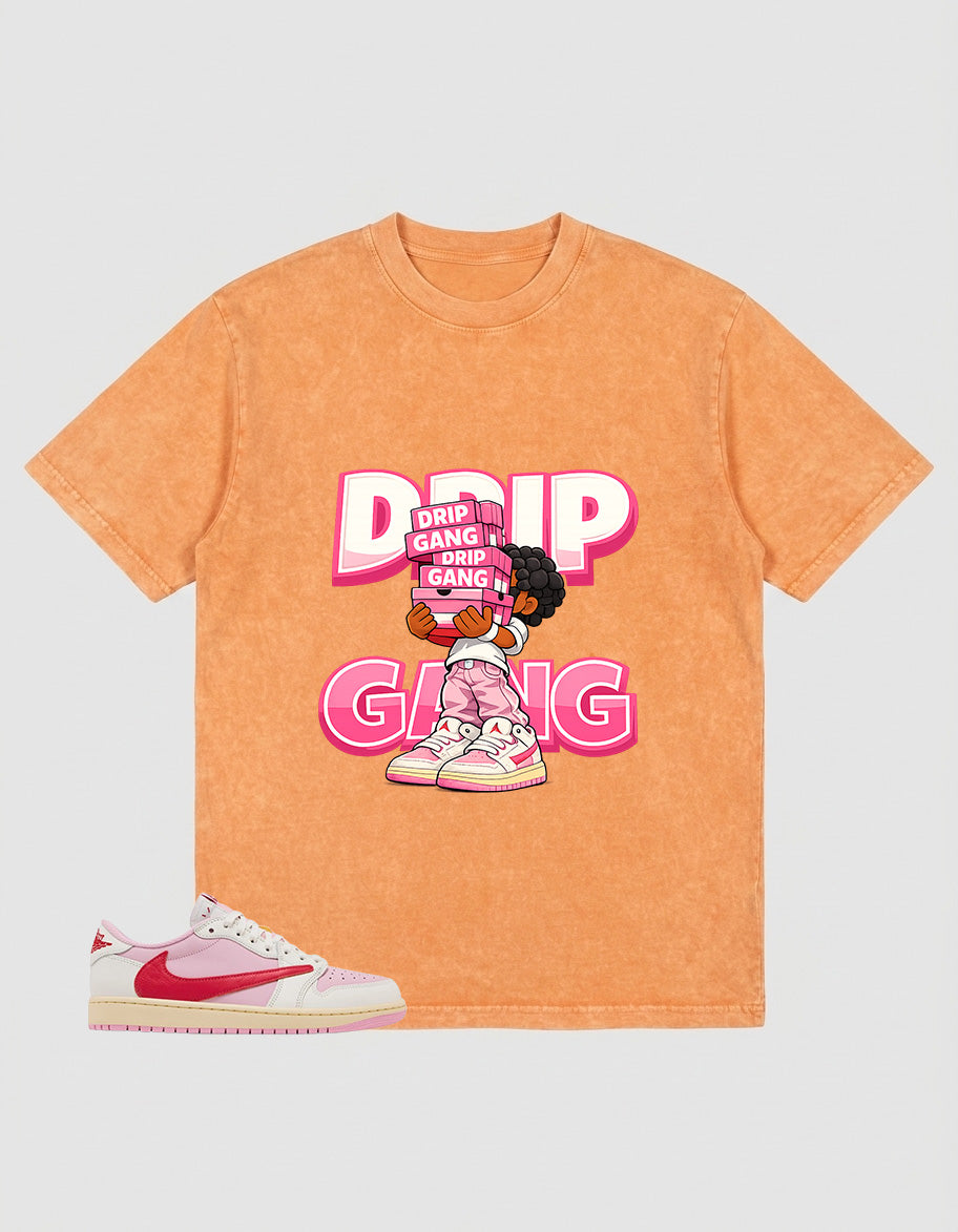 Sail Tropical Pink Travis Scott 1s Zadago Washed T-shirt Drip Gang Graphic