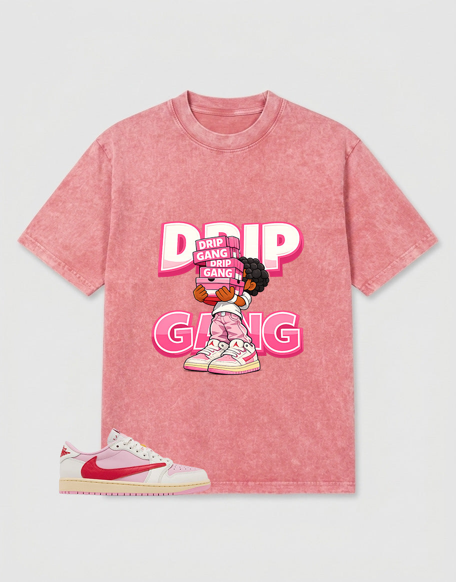 Sail Tropical Pink Travis Scott 1s Zadago Washed T-shirt Drip Gang Graphic