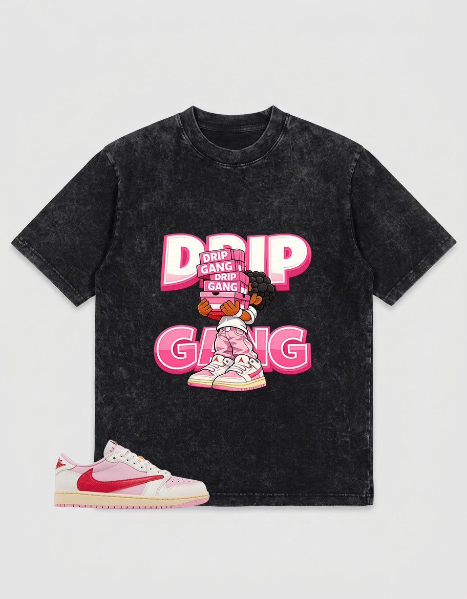 Sail Tropical Pink Travis Scott 1s Zadago Washed T-shirt Drip Gang Graphic