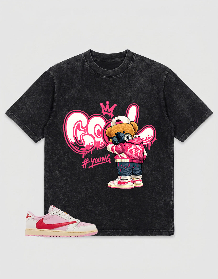 Sail Tropical Pink Travis Scott 1s Zadago Washed T-shirt Cool Boy Graphic