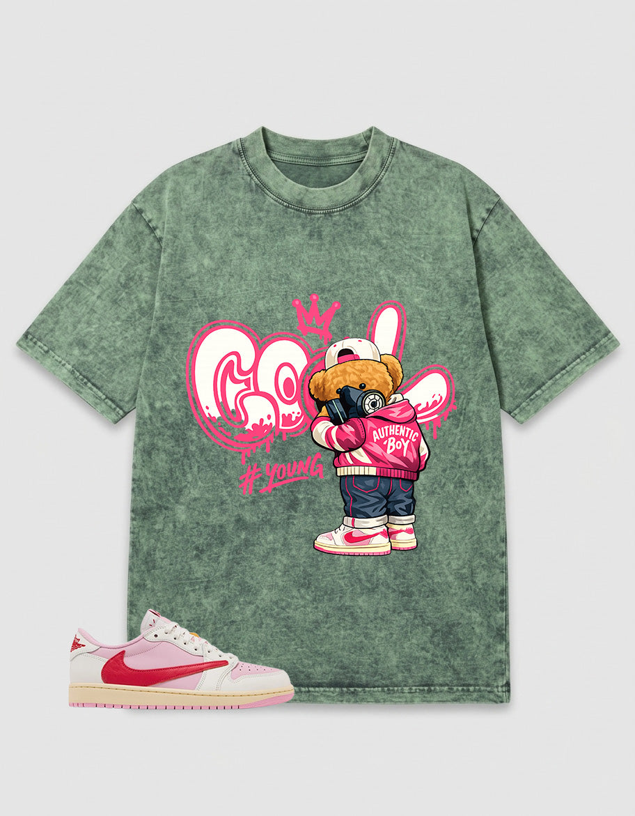 Sail Tropical Pink Travis Scott 1s Zadago Washed T-shirt Cool Boy Graphic