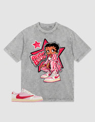 Sail Tropical Pink Travis Scott 1s Washed T-shirt Betty Boop Star Graphic