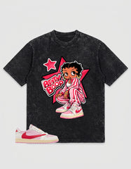 Sail Tropical Pink Travis Scott 1s Washed T-shirt Betty Boop Star Graphic