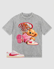 Sail Tropical Pink Travis Scott 1s Zadago Washed T-shirt Chicago 23 Bear Graphic