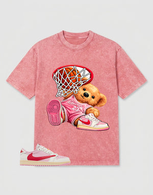 Sail Tropical Pink Travis Scott 1s Zadago Washed T-shirt Chicago 23 Bear Graphic