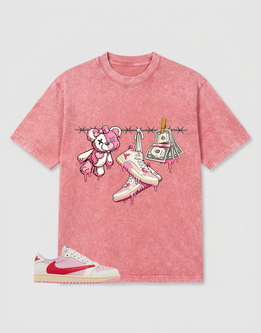 Sail Tropical Pink Travis Scott 1s Zadago Washed T-shirt Fresh Sneaker Graphic