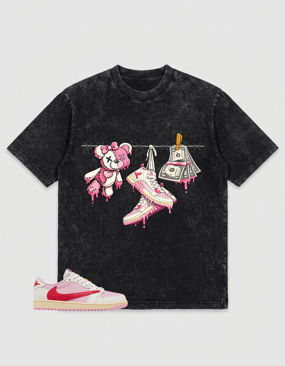 Sail Tropical Pink Travis Scott 1s Zadago Washed T-shirt Fresh Sneaker Graphic