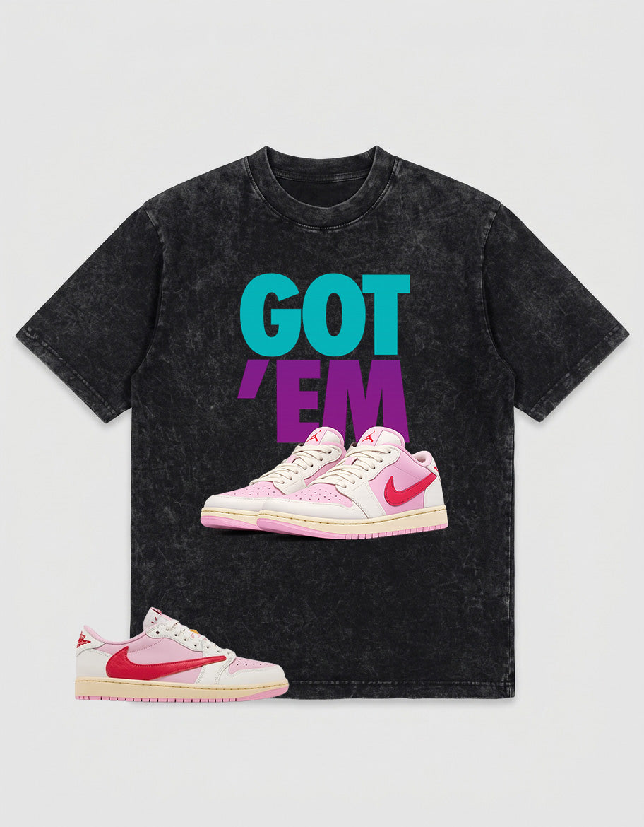 Sail Tropical Pink Travis Scott 1s Washed T-shirt Got 'Em Graphic