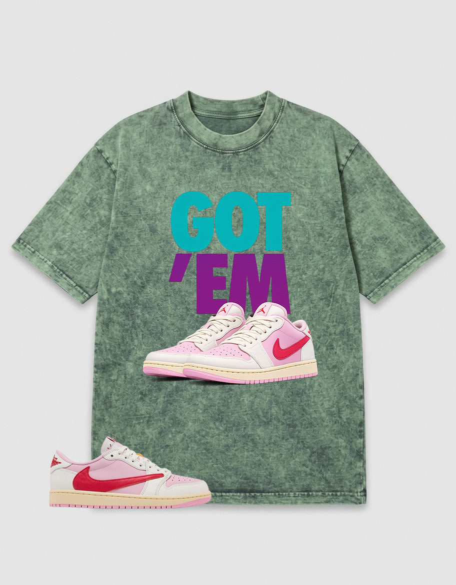 Sail Tropical Pink Travis Scott 1s Washed T-shirt Got 'Em Graphic