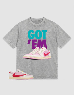 Sail Tropical Pink Travis Scott 1s Washed T-shirt Got 'Em Graphic