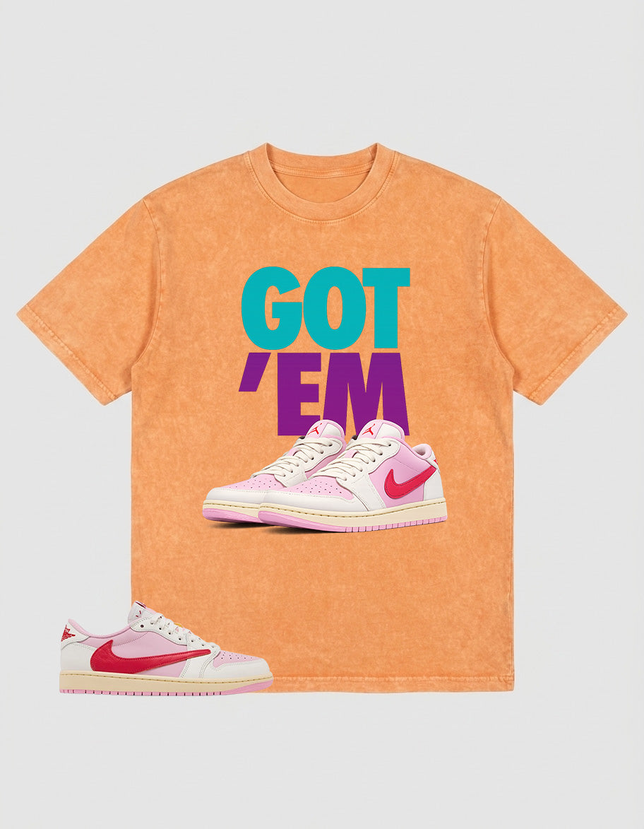 Sail Tropical Pink Travis Scott 1s Washed T-shirt Got 'Em Graphic