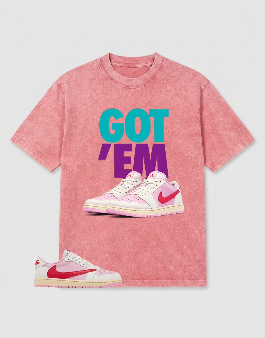 Sail Tropical Pink Travis Scott 1s Washed T-shirt Got 'Em Graphic