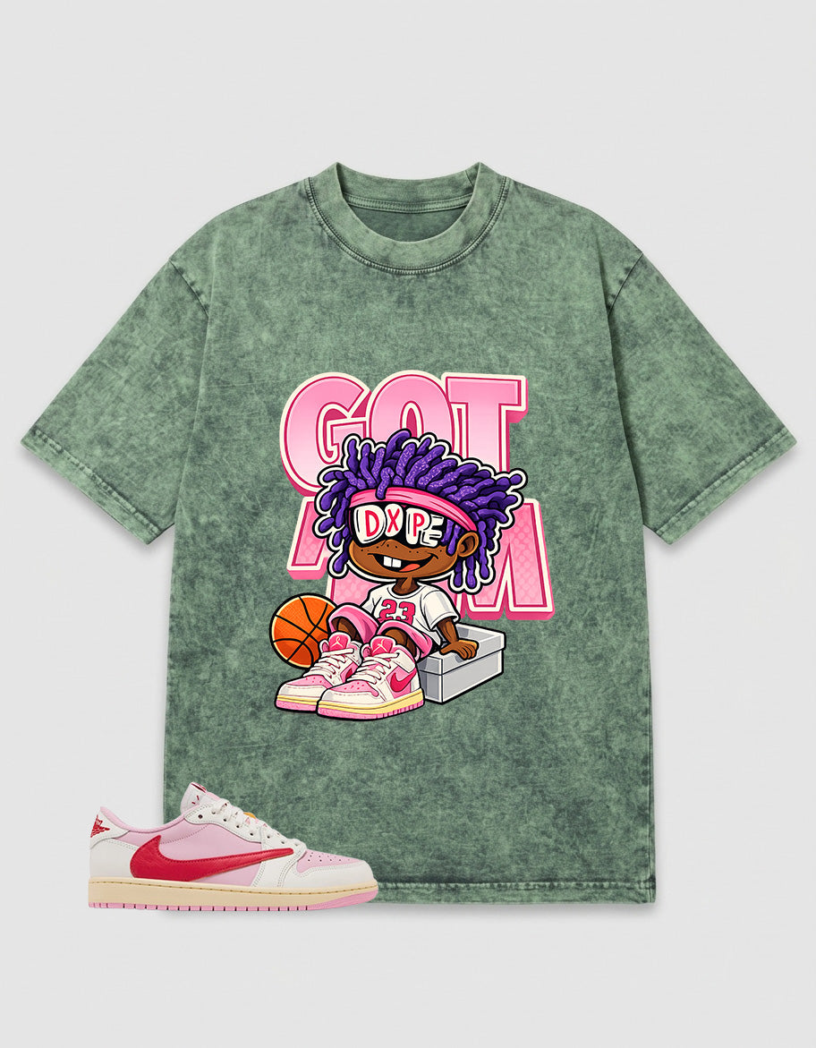 Sail Tropical Pink Travis Scott 1s Zadago Washed T-shirt Got 'Em Dope Graphic