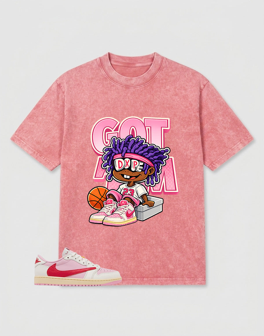 Sail Tropical Pink Travis Scott 1s Zadago Washed T-shirt Got 'Em Dope Graphic