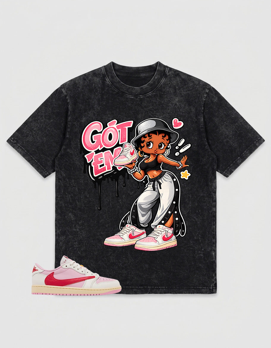 Sail Tropical Pink Travis Scott 1s Washed T-shirt Got 'Em Lady Graphic