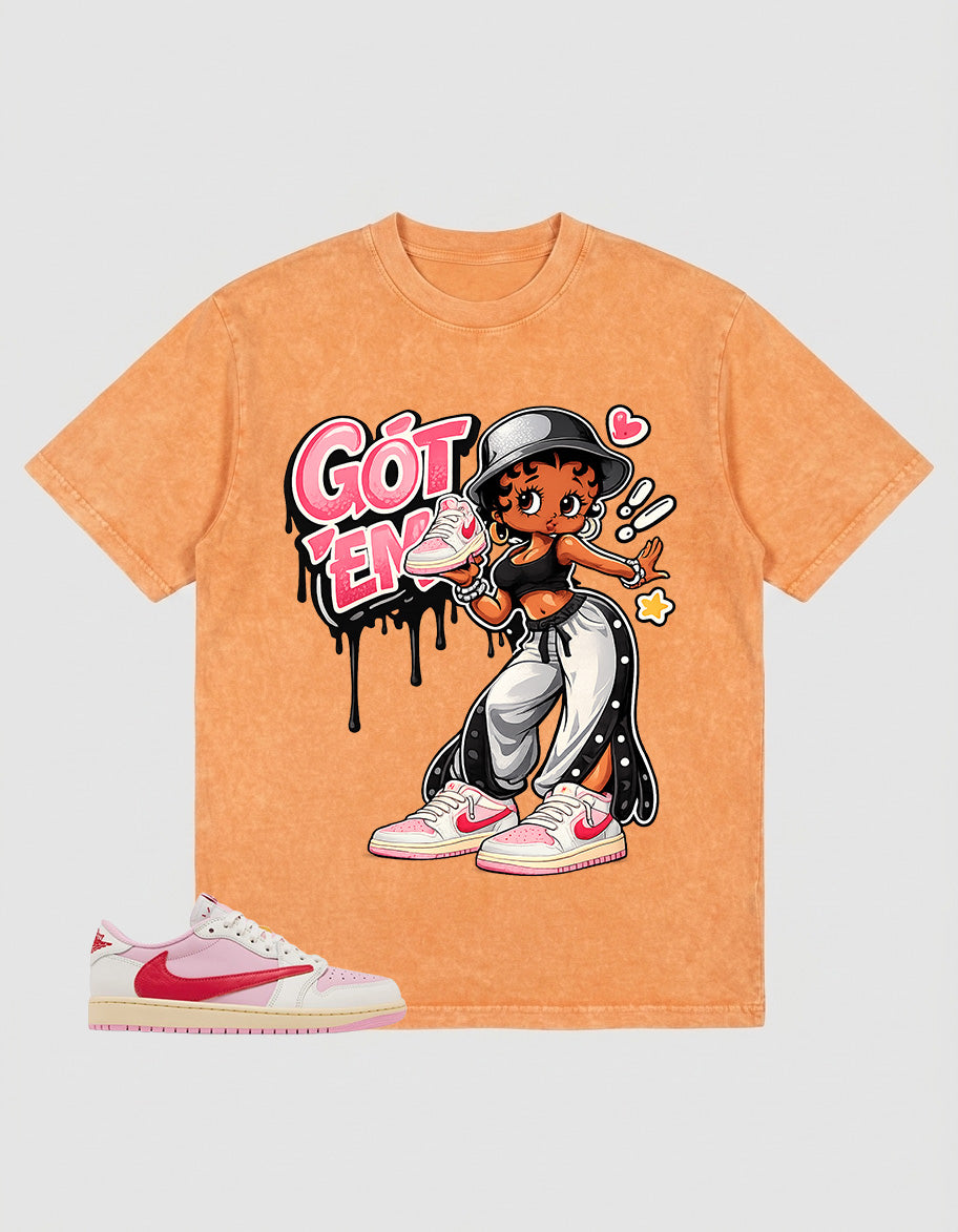 Sail Tropical Pink Travis Scott 1s Washed T-shirt Got 'Em Lady Graphic