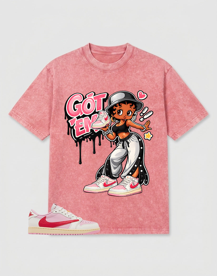 Sail Tropical Pink Travis Scott 1s Washed T-shirt Got 'Em Lady Graphic