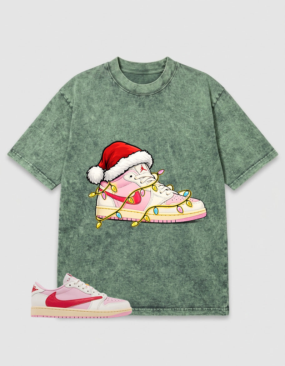 Sail Tropical Pink Travis Scott 1s Zadago Washed T-shirt Kickmas Graphic