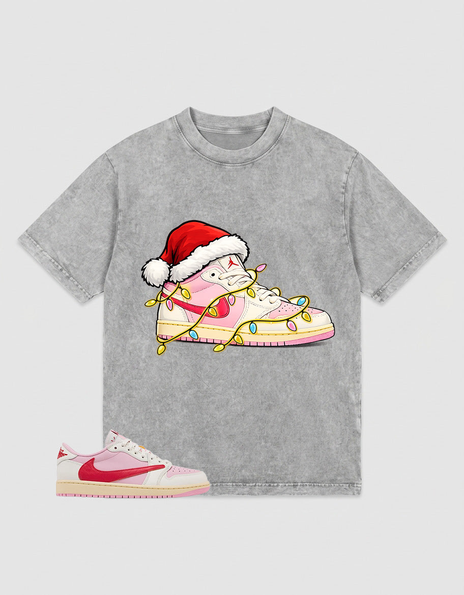 Sail Tropical Pink Travis Scott 1s Zadago Washed T-shirt Kickmas Graphic