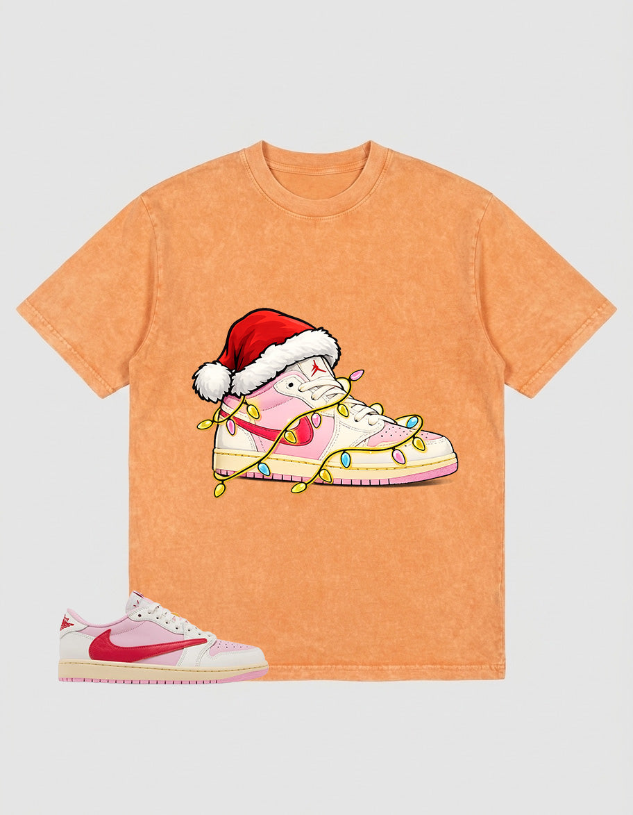 Sail Tropical Pink Travis Scott 1s Zadago Washed T-shirt Kickmas Graphic
