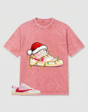 Sail Tropical Pink Travis Scott 1s Zadago Washed T-shirt Kickmas Graphic