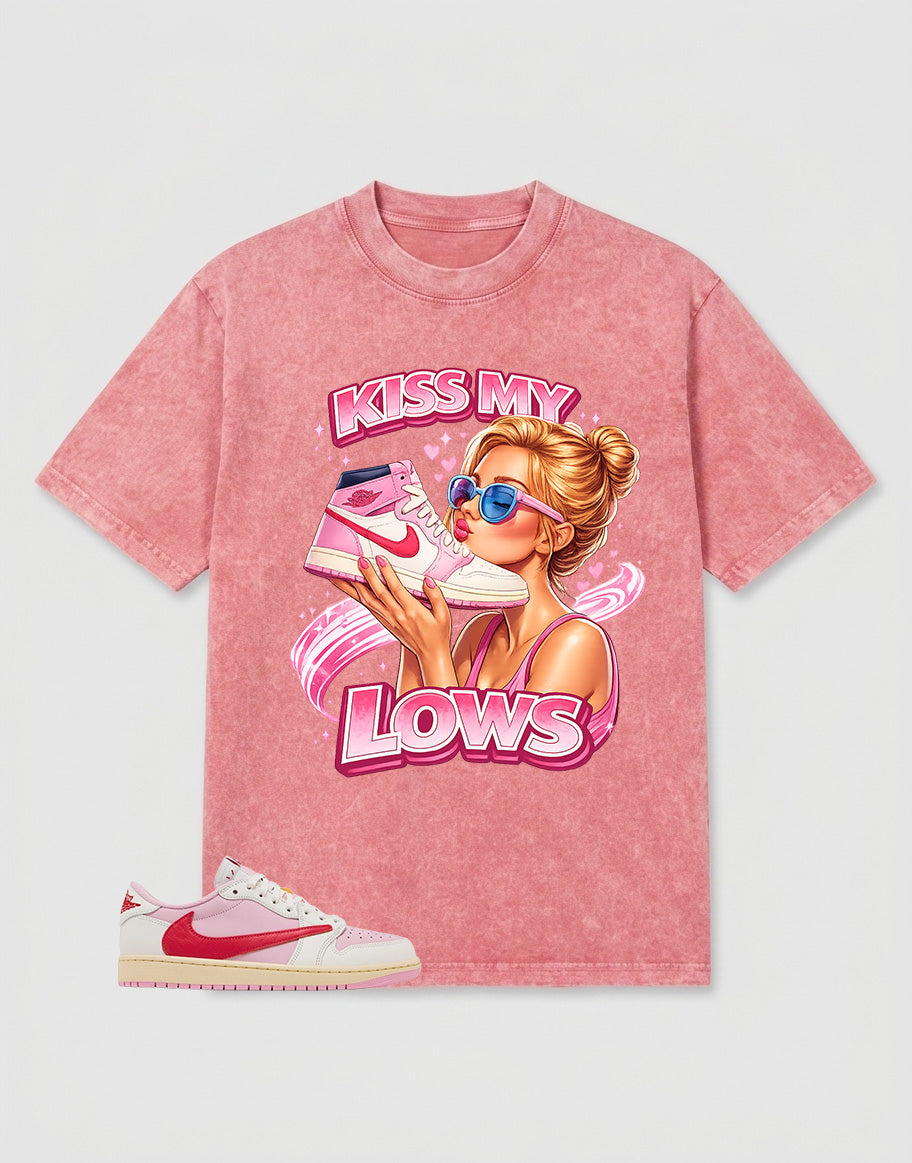 Sail Tropical Pink Travis Scott 1s Washed T-shirt Kiss My Airs Graphic