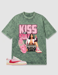 Sail Tropical Pink Travis Scott 1s Zadago Washed T-shirt Kiss My Sole Graphic