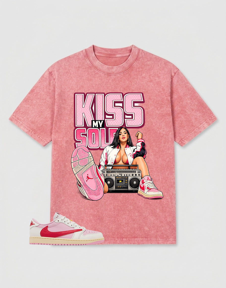 Sail Tropical Pink Travis Scott 1s Zadago Washed T-shirt Kiss My Sole Graphic