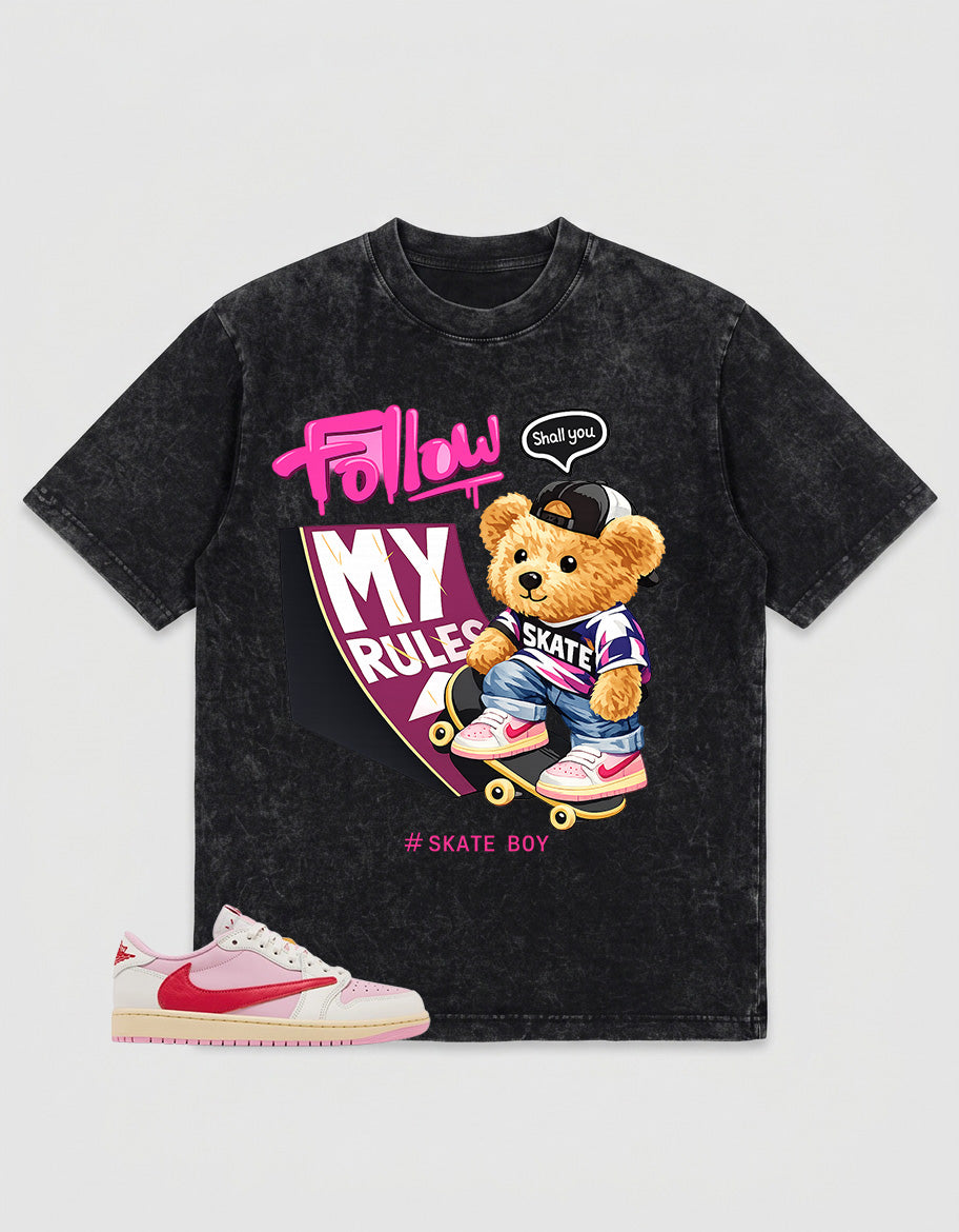 Sail Tropical Pink Travis Scott 1s Washed T-shirt Skate Boy Graphic