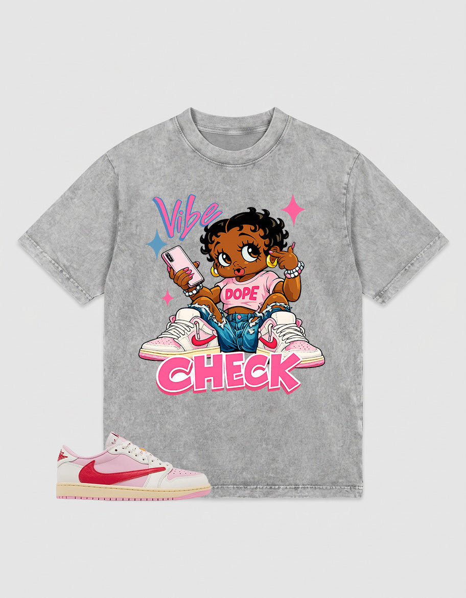 Sail Tropical Pink Travis Scott 1s Washed T-shirt Vibe Check Graphic