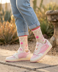 Sail Tropical Pink Sneaker Match Socks – Travis Scott x Jordan 1 Inspired Mid-Calf Crew Socks