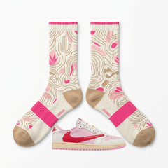 Sail Tropical Pink Sneaker Match Socks – Travis Scott x Jordan 1 Inspired Mid-Calf Crew Socks