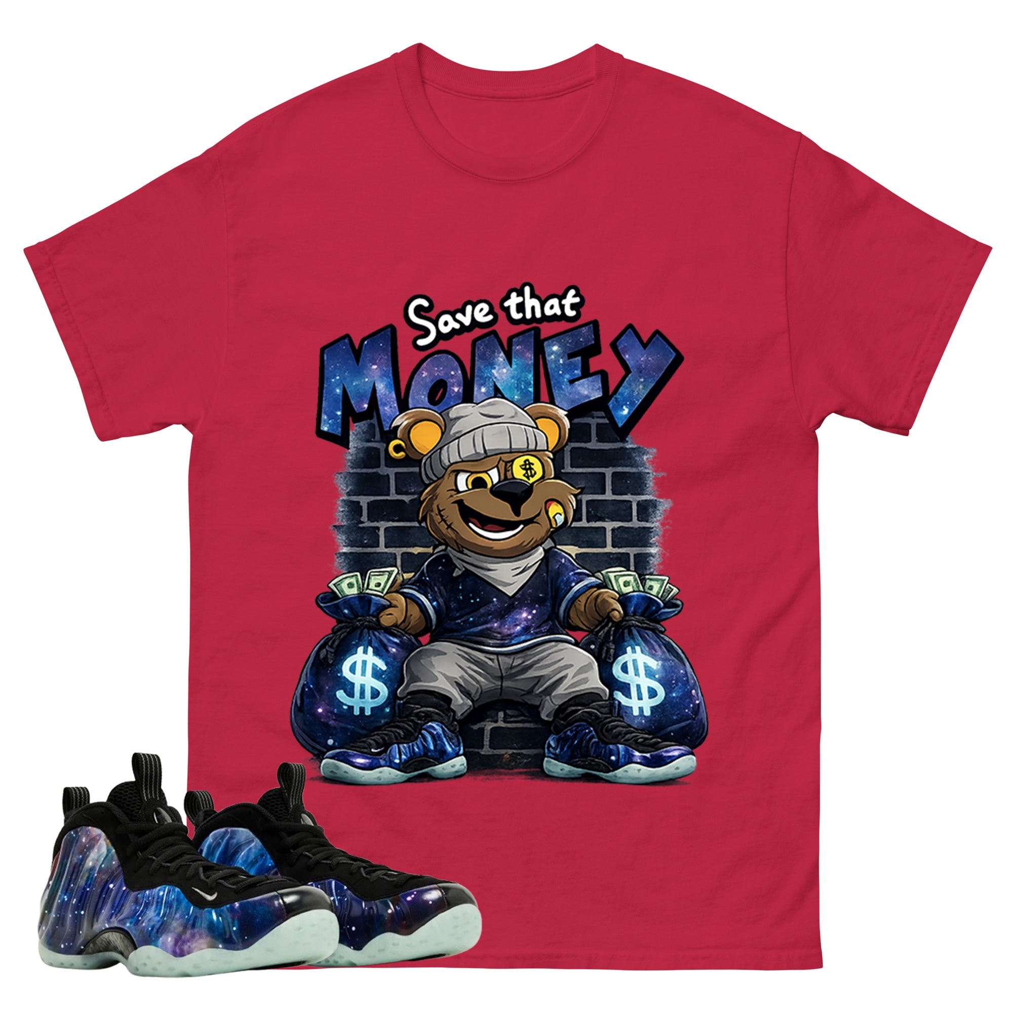 Save That Money Graphic Tee, Shirt to Match Air Foamposite One Galaxy, Air Foamposite Unisex Black Shirt