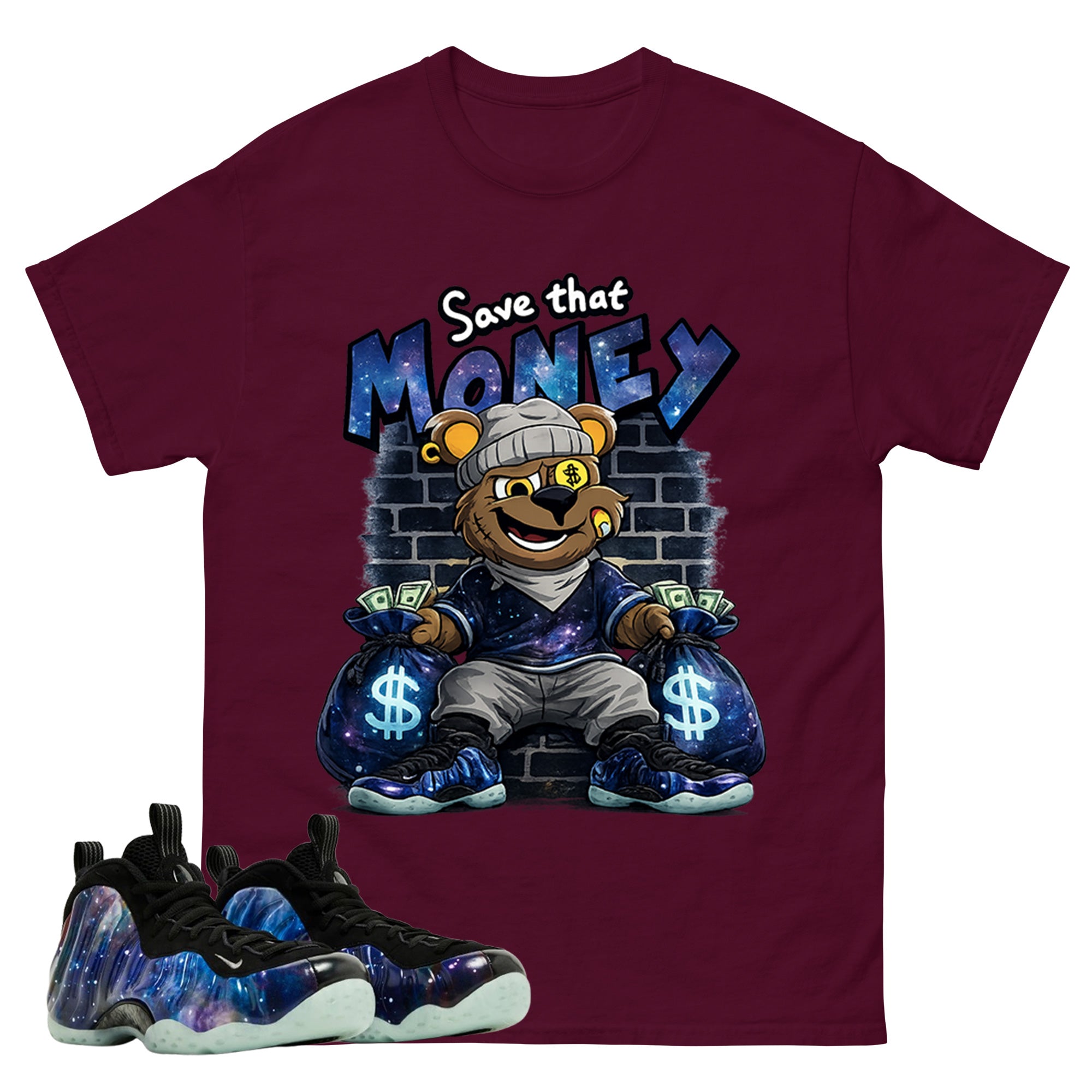 Save That Money Graphic Tee, Shirt to Match Air Foamposite One Galaxy, Air Foamposite Unisex Black Shirt