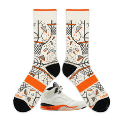 Shattered Backboard Socks – Air Jordan 5 Retro Inspired Mid-Calf Unisex Crew Socks