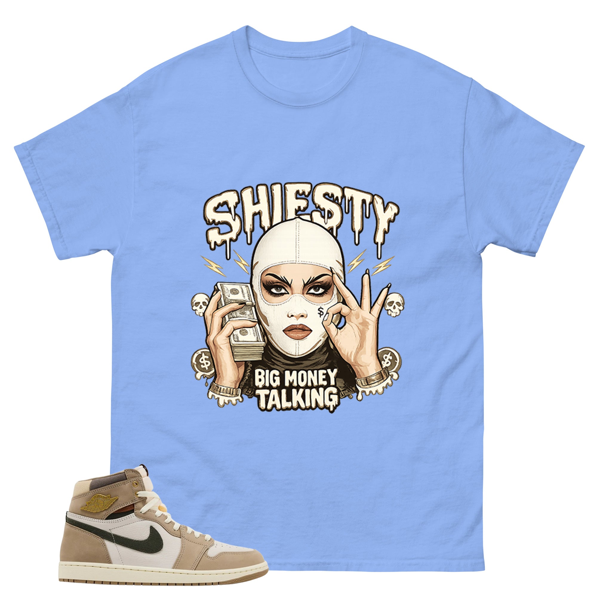 Shiesty Big Money Talking Shirt - Match Cream Wmns Air Jordan 1 Khaki
