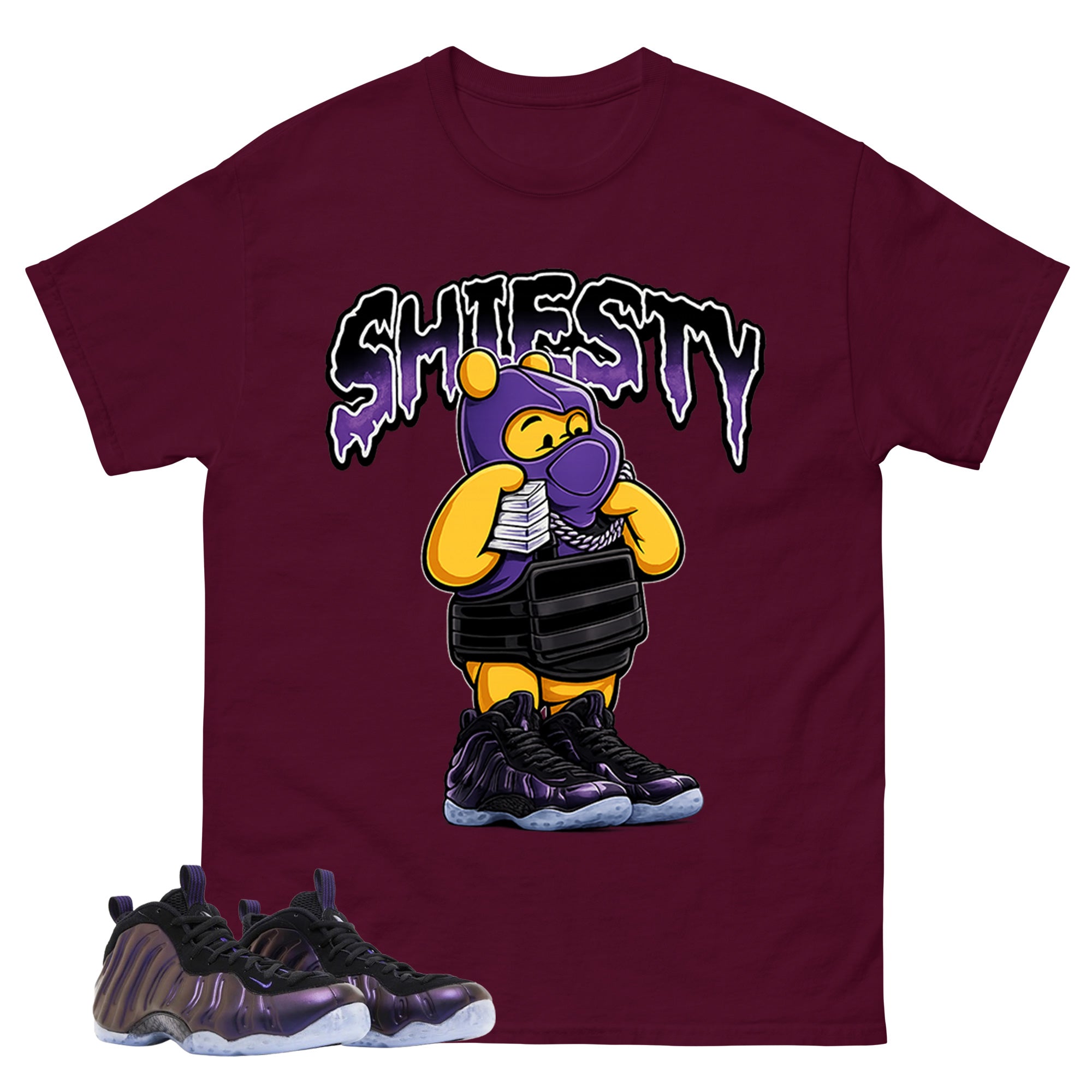 Shiesty Pooh Graphic Tee, Shirt to Match Air Foamposite One Eggplant, Air Foamposite Unisex Purple Shirt