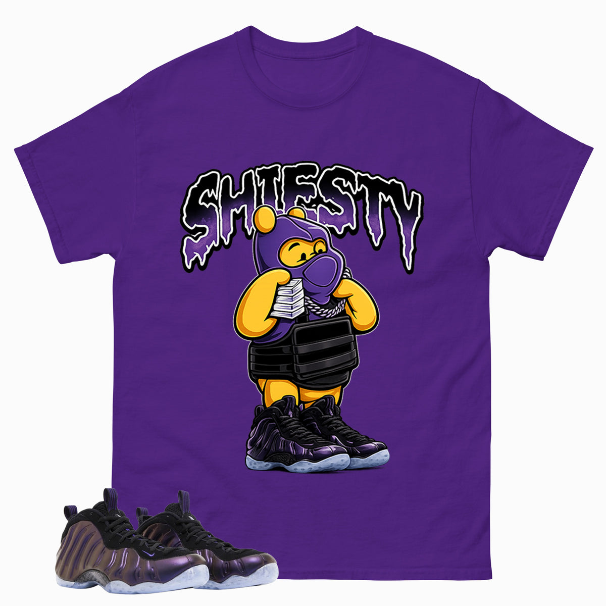Shiesty Pooh Graphic Tee, Shirt to Match Air Foamposite One Eggplant, Air Foamposite Unisex Purple Shirt