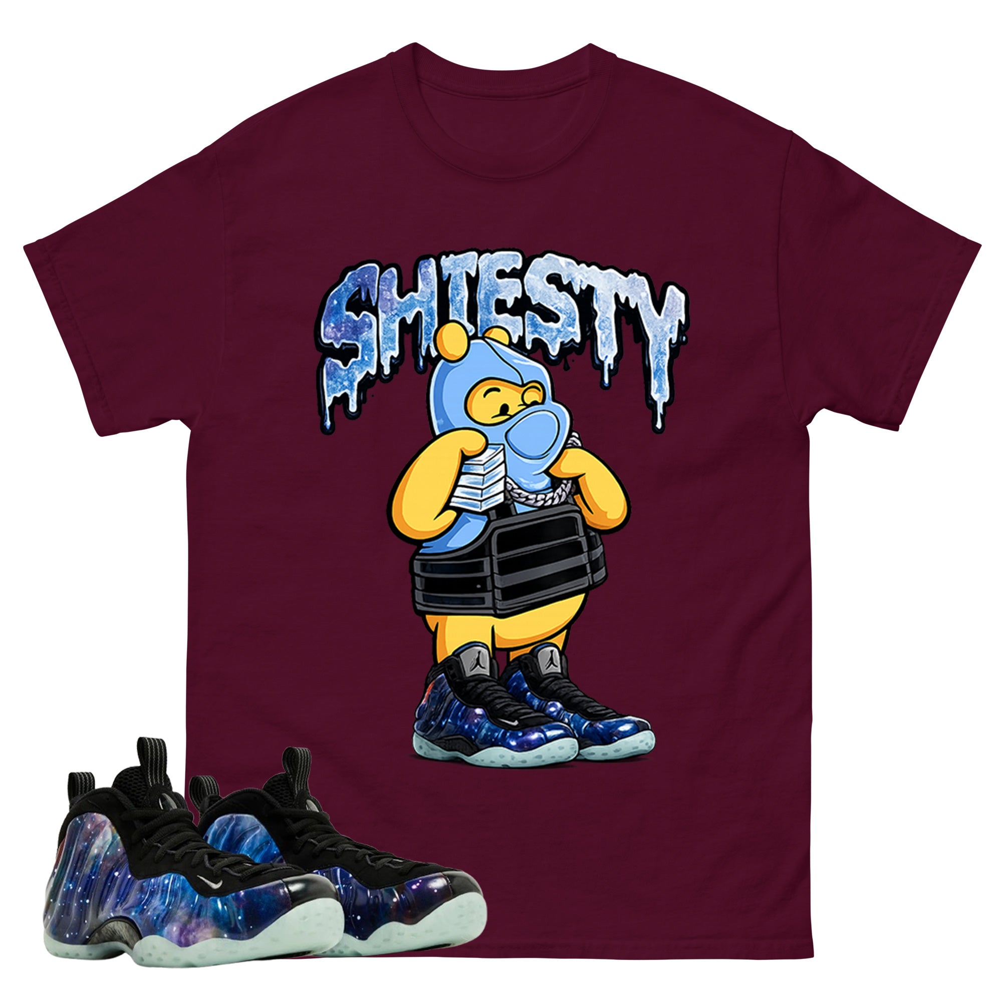 Shiesty Pooh Graphic Tee, Shirt to Match Air Foamposite One Galaxy, Air Foamposite Unisex Black Shirt