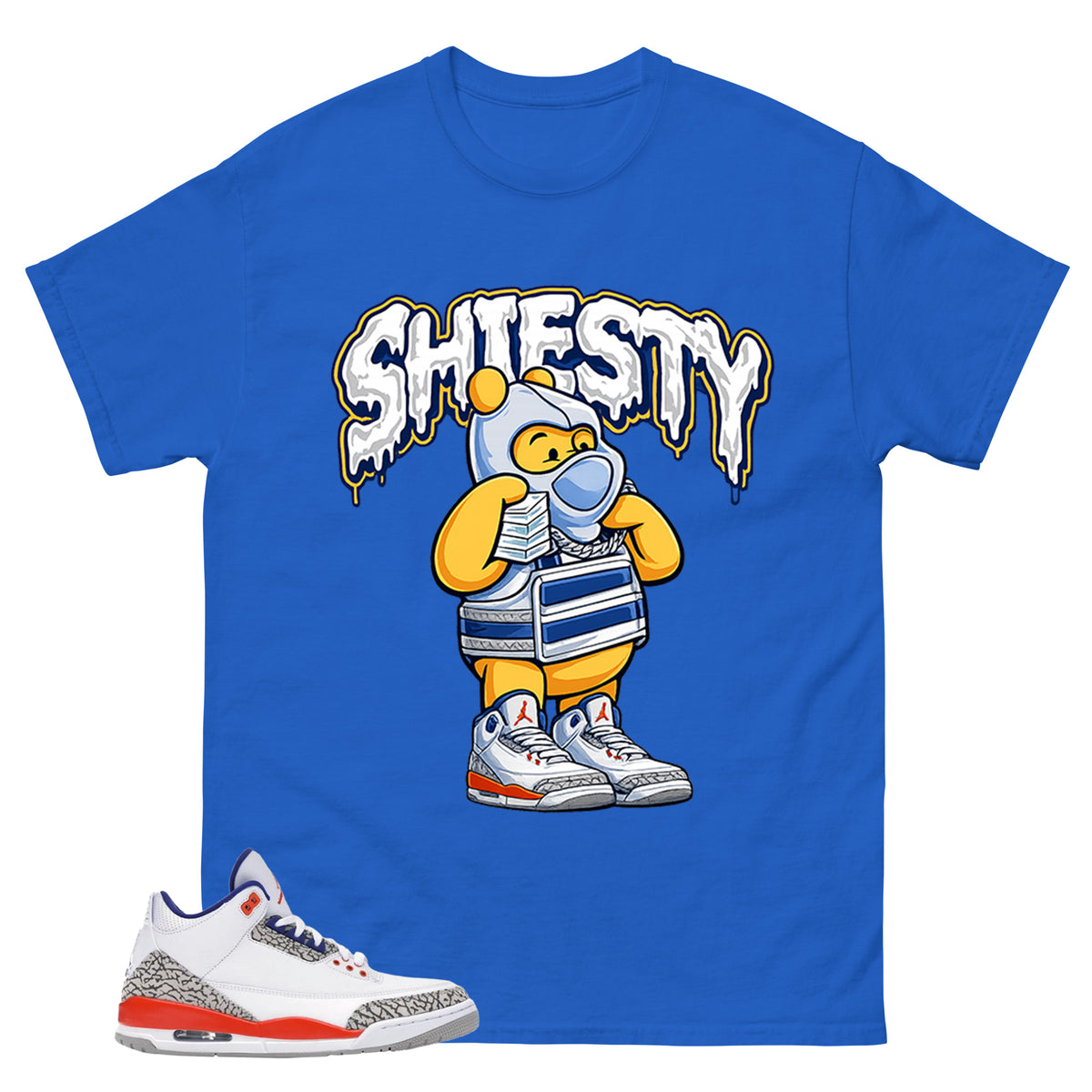 Shiesty Pooh Shirt - Match Blue Air Jordan 3 Knicks