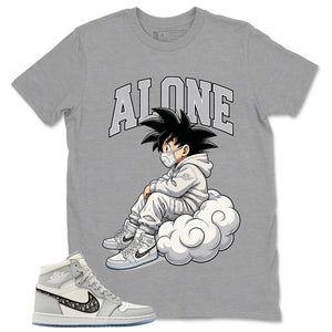 Graphic T-shirt to Match Wolf Grey 1s - Alone Graphic