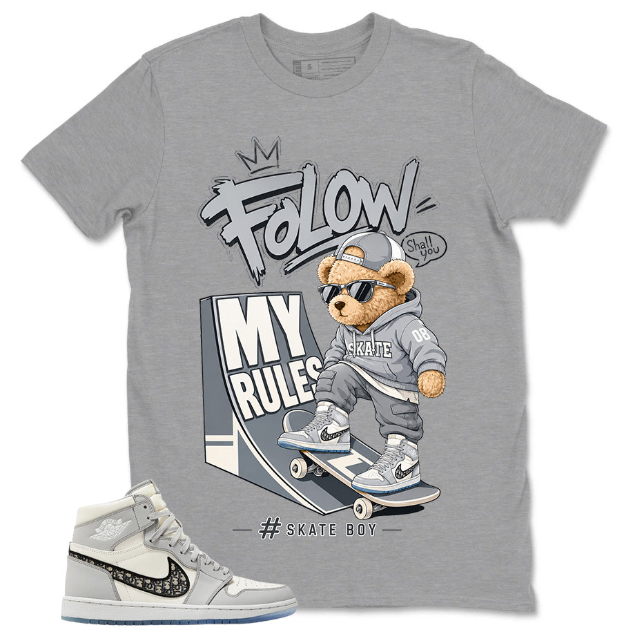 Graphic T-shirt to Match Wolf Grey 1s - Skate Bear Graphic