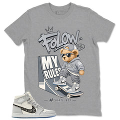 Graphic T-shirt to Match Wolf Grey 1s - Skate Bear Graphic