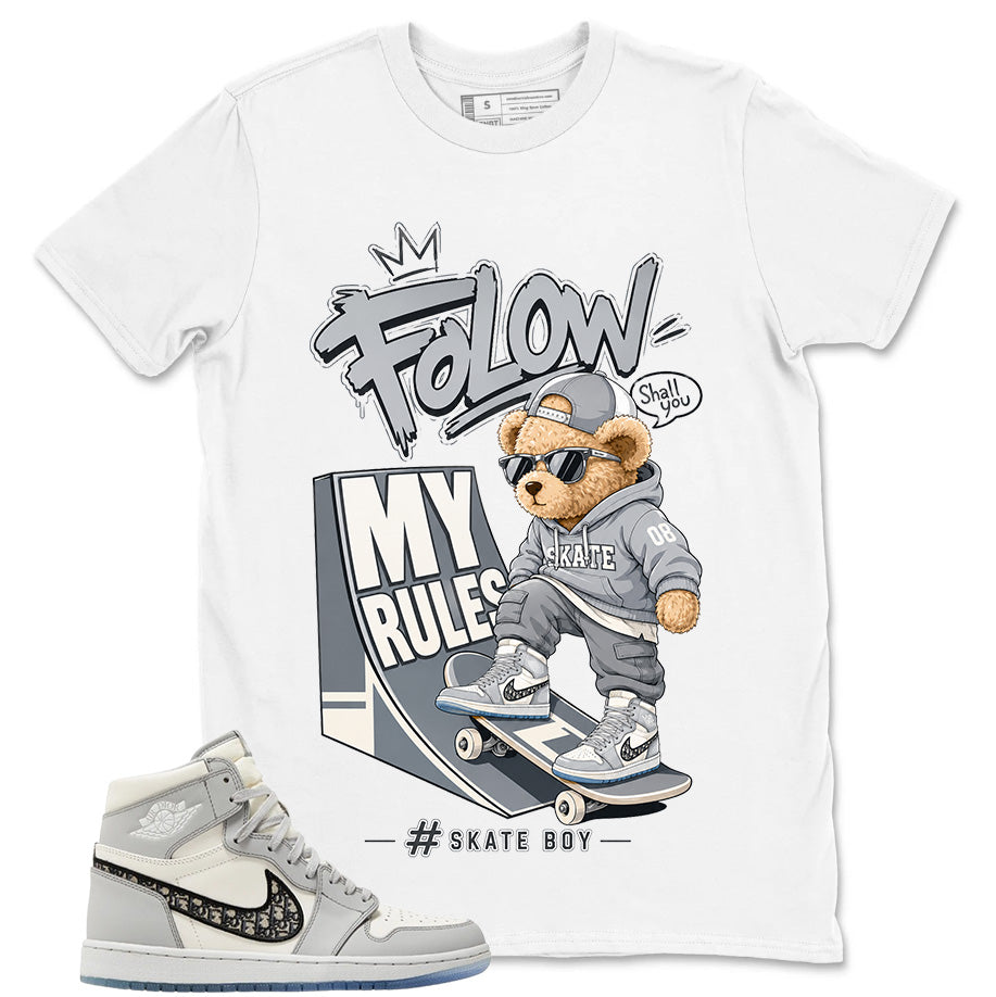 Graphic T-shirt to Match Wolf Grey 1s - Skate Bear Graphic