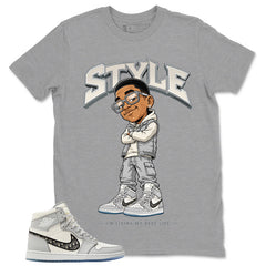 Graphic T-shirt to Match Wolf Grey 1s - Smile Face Graphic