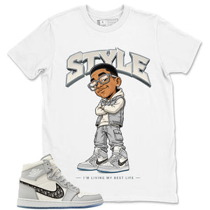Graphic T-shirt to Match Wolf Grey 1s - Smile Face Graphic