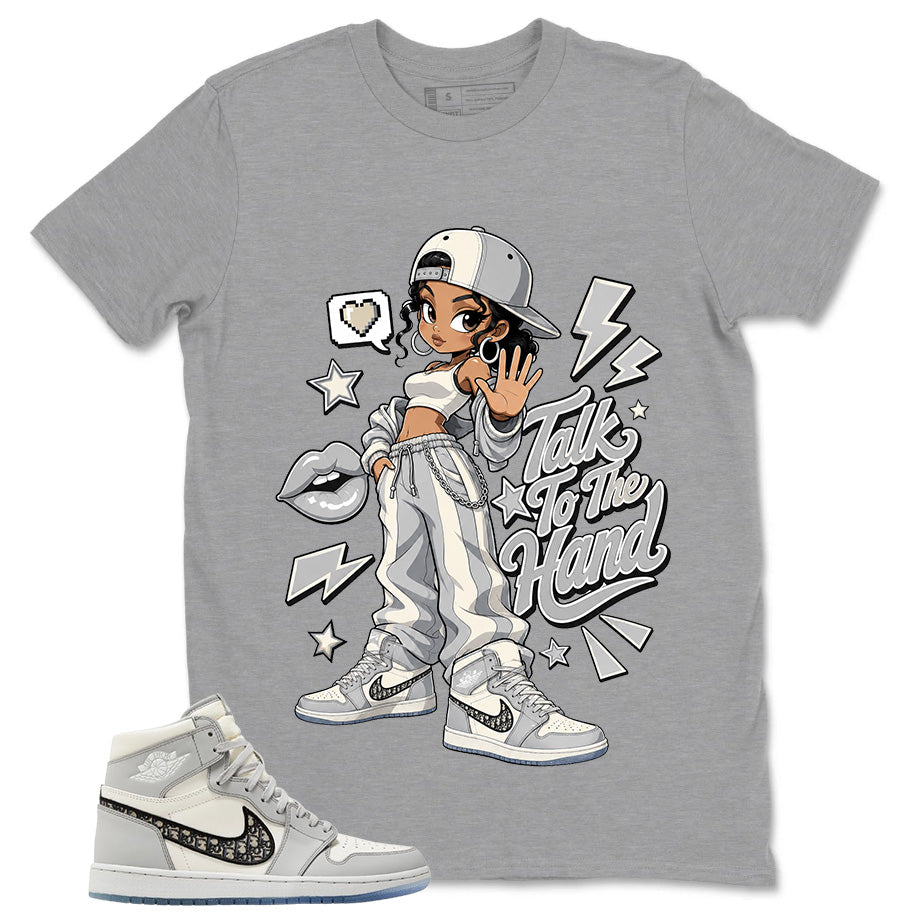 Graphic T-shirt to Match Wolf Grey 1s - Talk To The Hand Graphic