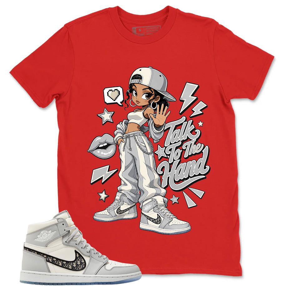 Graphic T-shirt to Match Wolf Grey 1s - Talk To The Hand Graphic
